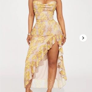 “Feeling Floral” Fashion Nova High-Slit Dress NWT